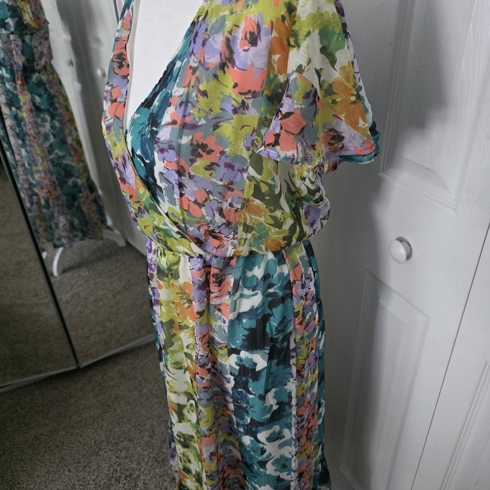 Floral Multicolor Wrap Dress - Picture 2 of 3
